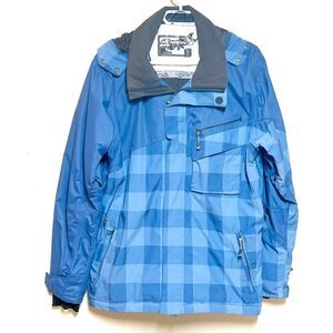 Nordica Italy Mens Blue Check Alpine Waterproof Ski Jacket Sz S/M Runs Large